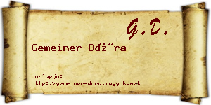 Gemeiner Dóra névjegykártya